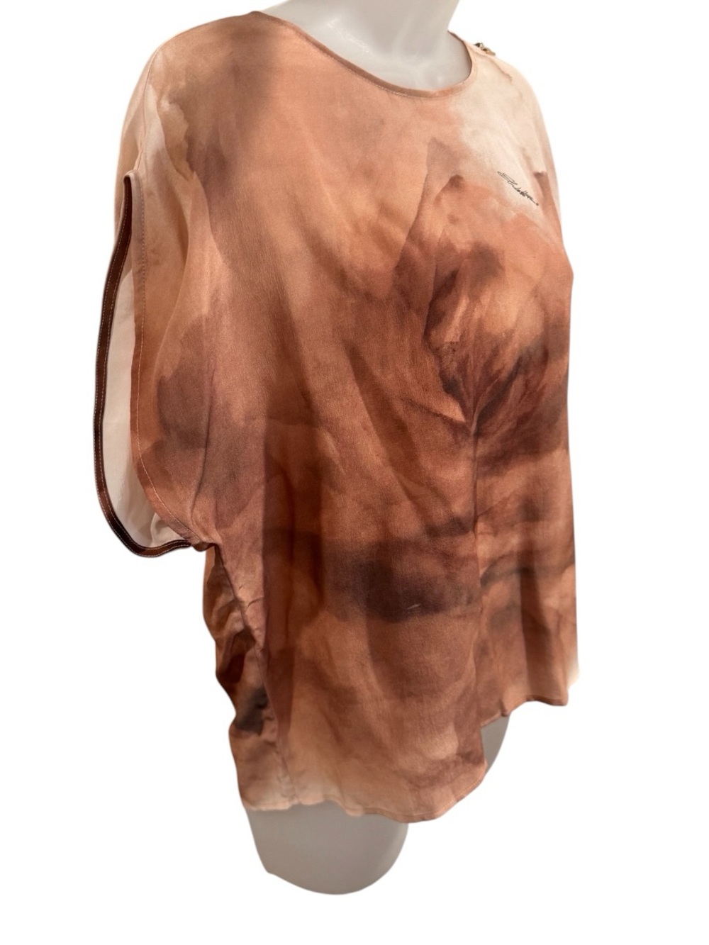 ELISABETTA FRANCHI | 100% Silk Blouse- Elegant Chic Luxury Neutral-Made In Italy - Picture 4 of 15
